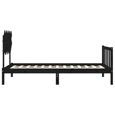 Sängynrunko päädyllä musta 100x200 cm täysi puu