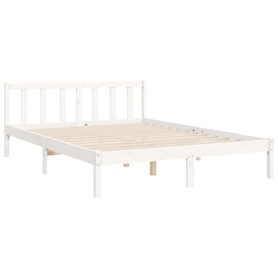 Sängynrunko päädyllä valkoinen King Size täysi puu