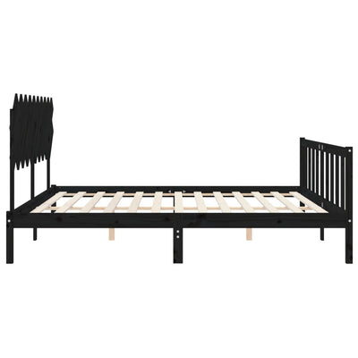 Sängynrunko päädyllä musta 200x200 cm täysi puu