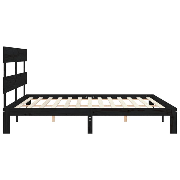 Sängynrunko päädyllä musta Super King Size täysi puu