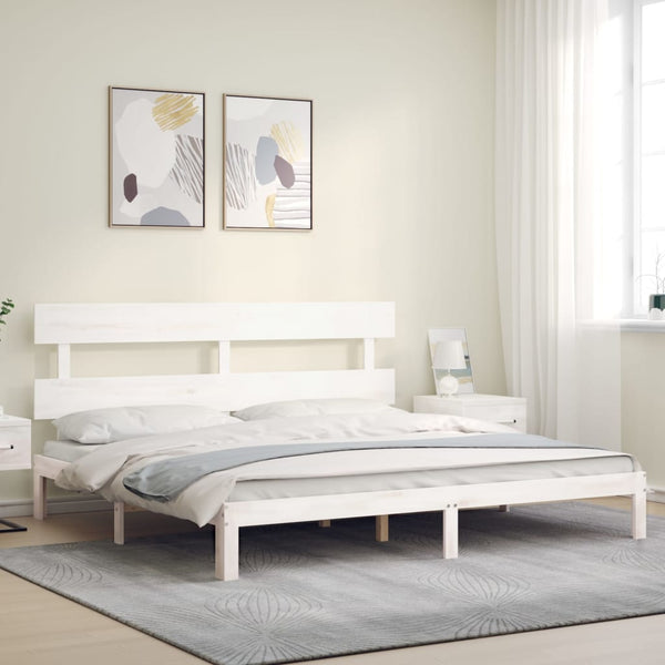 Sängynrunko ilman patjaa valkoinen 200x200 cm täysi mänty