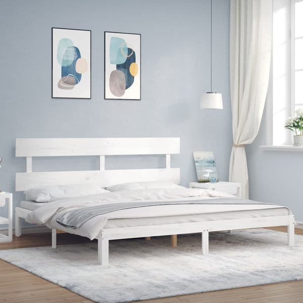 Sängynrunko ilman patjaa valkoinen 200x200 cm täysi mänty