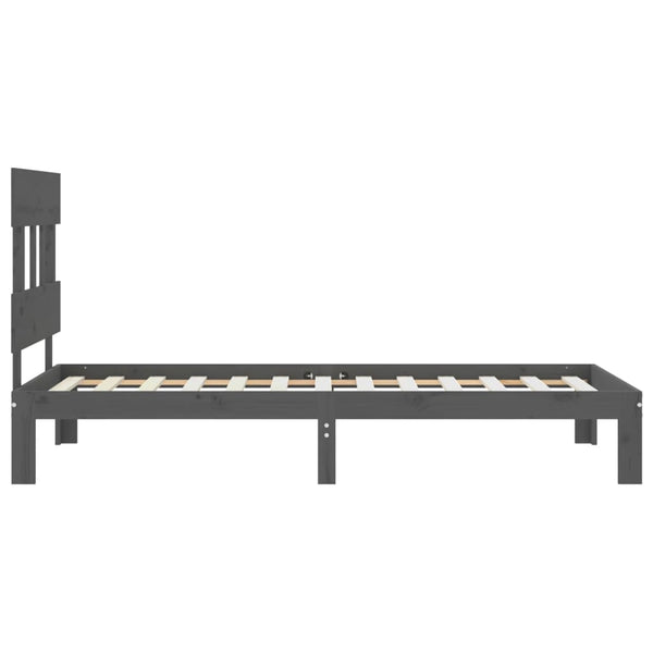 Sängynrunko päädyllä harmaa 100x200 cm täysi puu