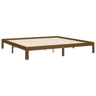 Sängynrunko päädyllä hunajanruskea 200x200 cm täysi puu