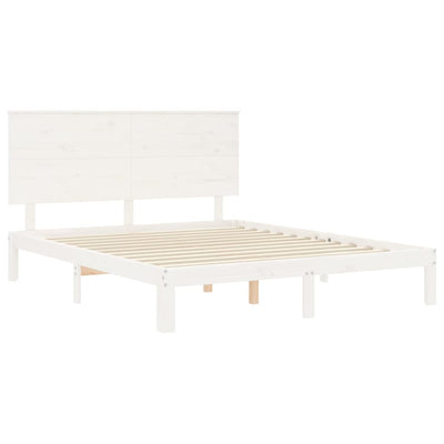 Sängynrunko päädyllä valkoinen King Size täysi puu