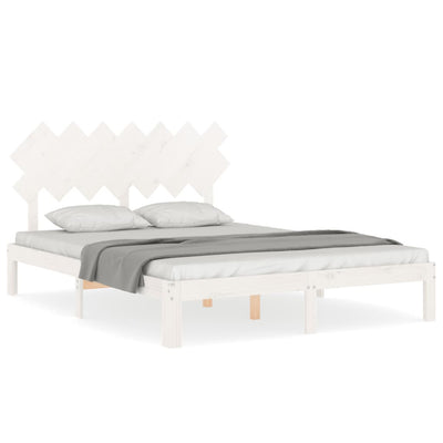 Sängynrunko päädyllä valkoinen King Size täysi puu