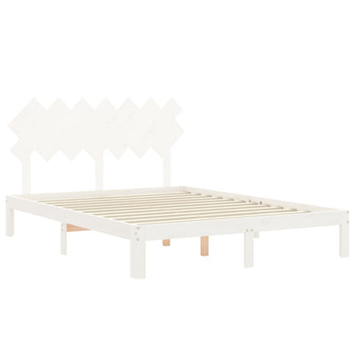 Sängynrunko päädyllä valkoinen King Size täysi puu