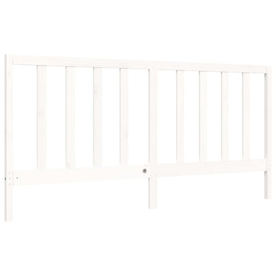 Sängynrunko päädyllä valkoinen 200x200 cm täysi puu