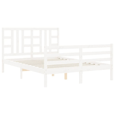 Sängynrunko päädyllä valkoinen King Size täysi puu