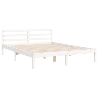 Sängynrunko päädyllä valkoinen King Size täysi puu
