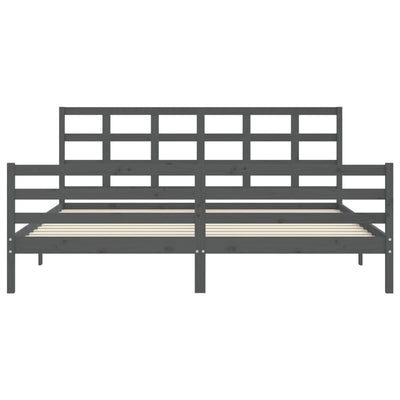 Sängynrunko päädyllä harmaa 200x200 cm täysi puu