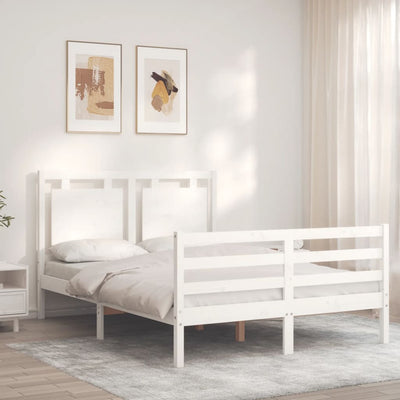 Sängynrunko päädyllä valkoinen Small Double täysi puu