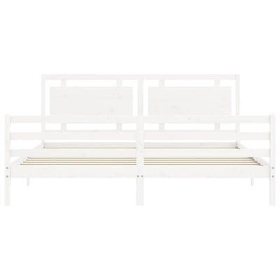 Sängynrunko päädyllä valkoinen Super King Size täysi puu