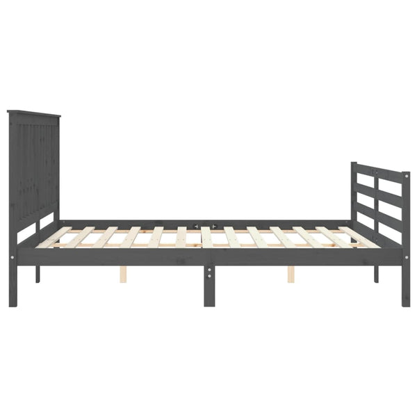 Sängynrunko päädyllä harmaa Super King Size täysi puu