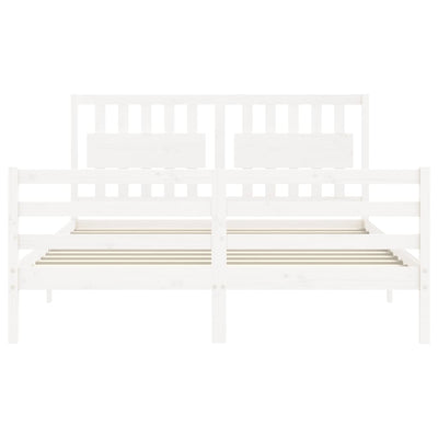 Sängynrunko päädyllä valkoinen King Size täysi puu