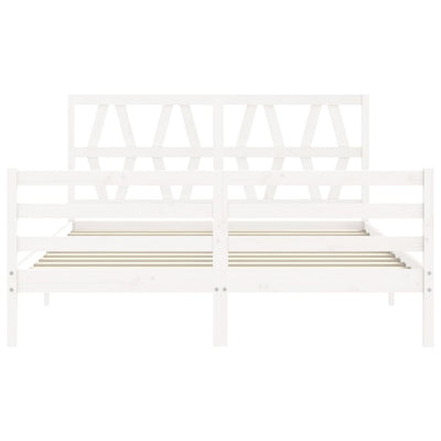 Sängynrunko päädyllä valkoinen King Size täysi puu