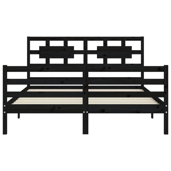 Sängynrunko päädyllä musta King Size täysi puu