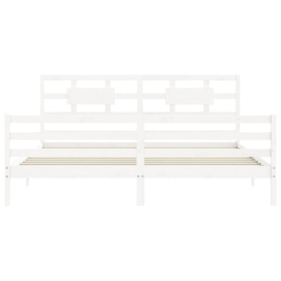 Sängynrunko päädyllä valkoinen Super King Size täysi puu