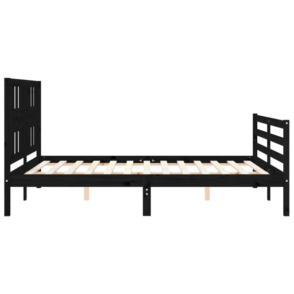 Sängynrunko päädyllä musta King Size täysi puu