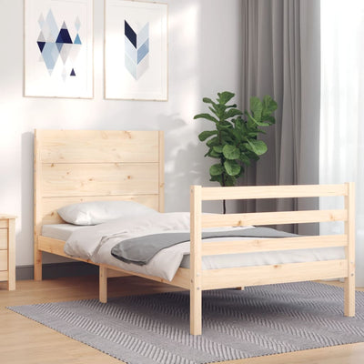 Sängynrunko päädyllä 100x200 cm täysi puu