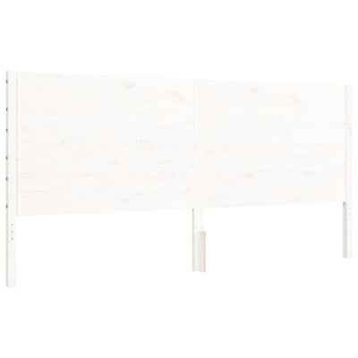 Sängynrunko päädyllä valkoinen 200x200 cm täysi puu
