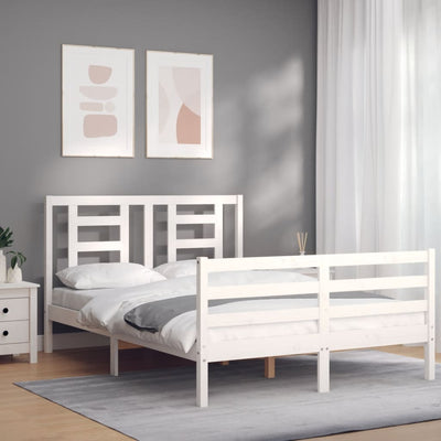 Sängynrunko päädyllä valkoinen Small Double täysi puu