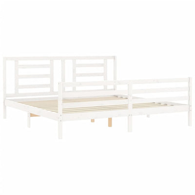 Sängynrunko päädyllä valkoinen Super King Size täysi puu