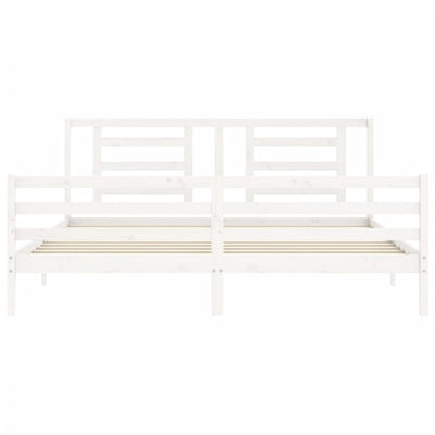 Sängynrunko päädyllä valkoinen Super King Size täysi puu