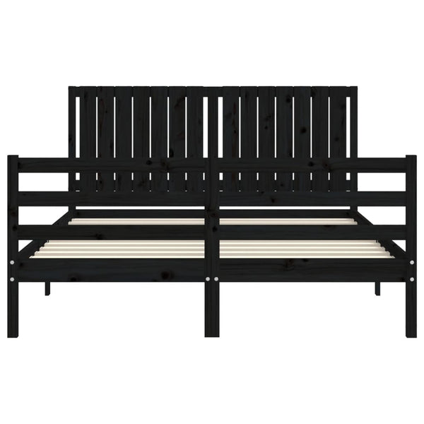 Sängynrunko päädyllä musta King Size täysi puu