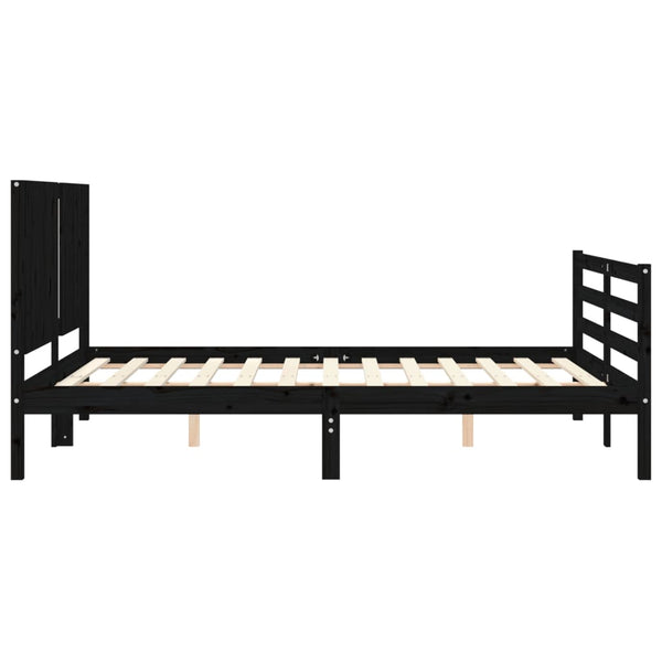 Sängynrunko päädyllä musta King Size täysi puu