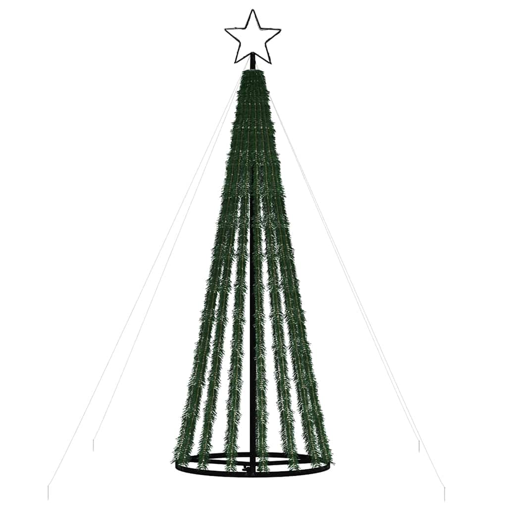 Valkoista joulukuusi kartio Bisica 180cm (275 kylmän led-valoa)