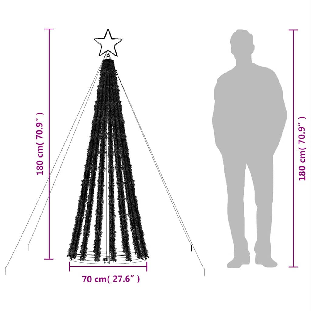 Joulukuusi kartio Bisica 180cm (275 värikästä led-valoa)