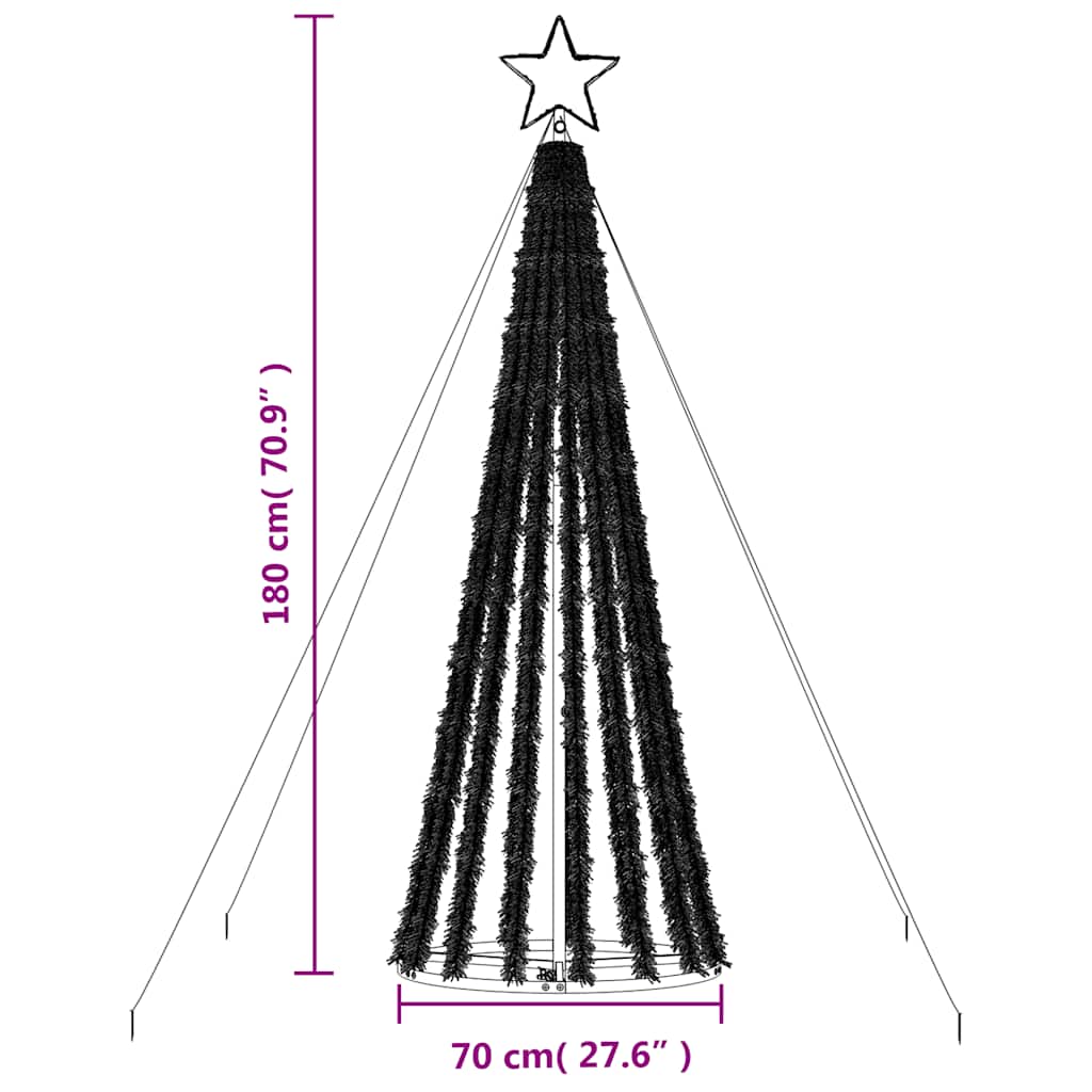 Joulukuusi kartio Bisica 180cm (275 värikästä led-valoa)