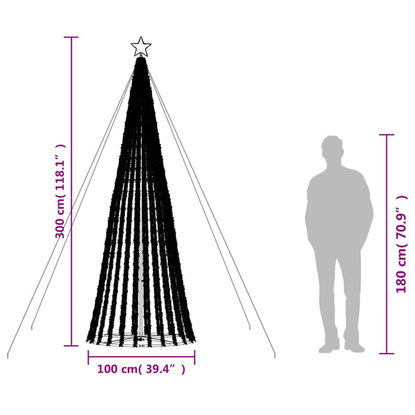 LED joulukuusi 688 sinistä LED-valoa 300 cm