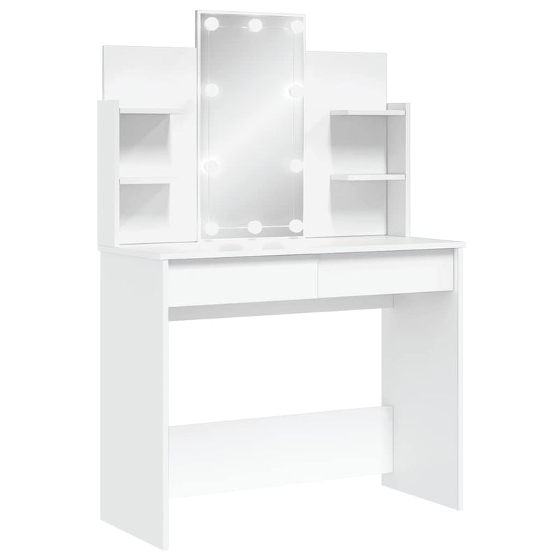 Valkoinen peilipöytä led-valoilla Valadea 96x40x142cm