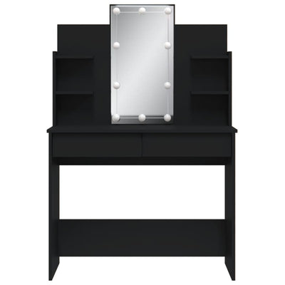 Peilipöytä LED-valoilla musta 96x40x142 cm