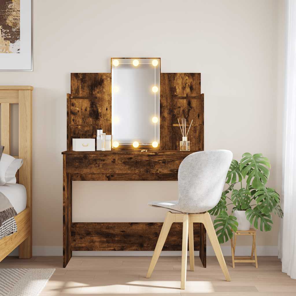 Savutammi peilipöytä led-valoilla Valadea 96x40x142cm