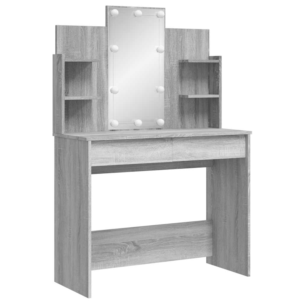 Harmaa peilipöytä led-valoilla Valadea 96x40x142cm (sonoma)