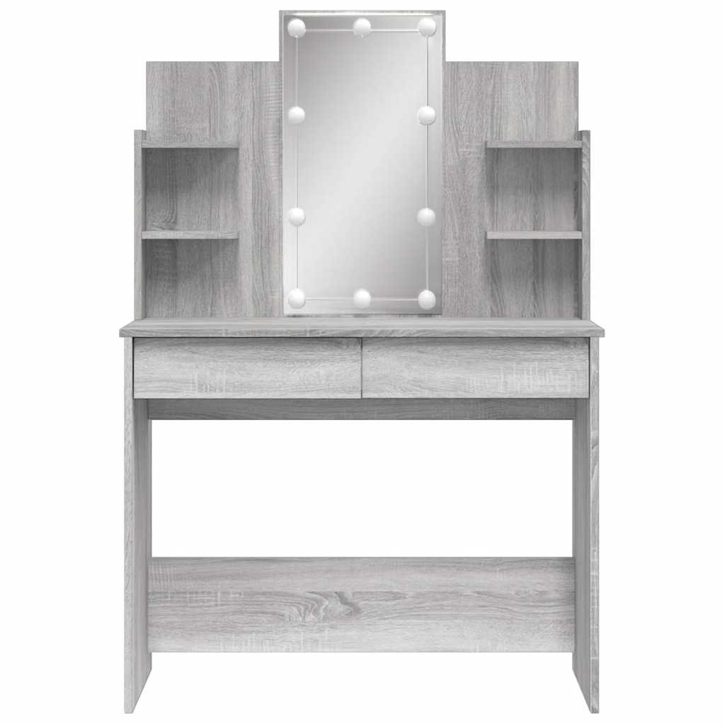 Harmaa peilipöytä led-valoilla Valadea 96x40x142cm (sonoma)