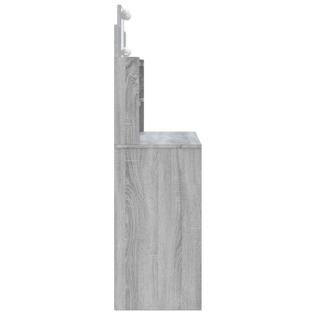 Harmaa peilipöytä led-valoilla Valadea 96x40x142cm (sonoma)
