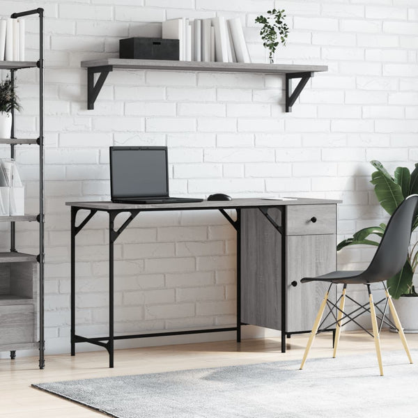 Työpöytä harmaa Sonoma 131x48x75 cm tekninen puu