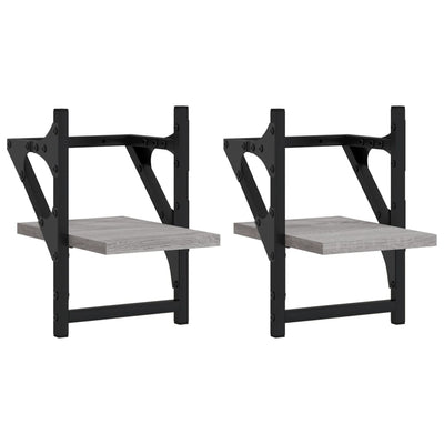 Seinähyllyt tangoilla 2 kpl harmaa Sonoma 20x25x30 cm