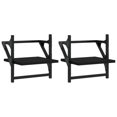 Seinähyllyt tangoilla 2 kpl musta 30x25x30 cm