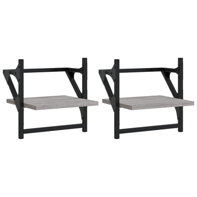 Seinähyllyt tangoilla 2 kpl harmaa Sonoma 30x25x30 cm