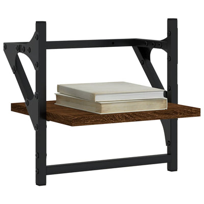 Seinähyllyt tangoilla 2 kpl ruskea tammi 30x25x30 cm
