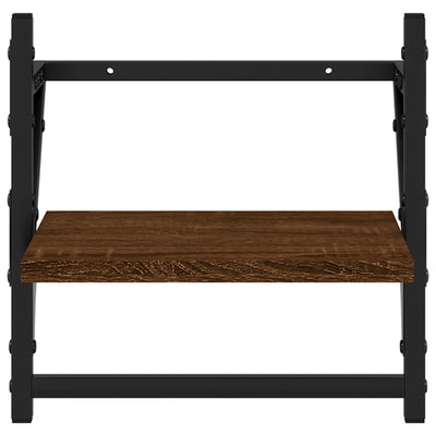 Seinähyllyt tangoilla 2 kpl ruskea tammi 30x25x30 cm