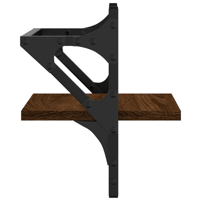 Seinähyllyt tangoilla 2 kpl ruskea tammi 30x25x30 cm