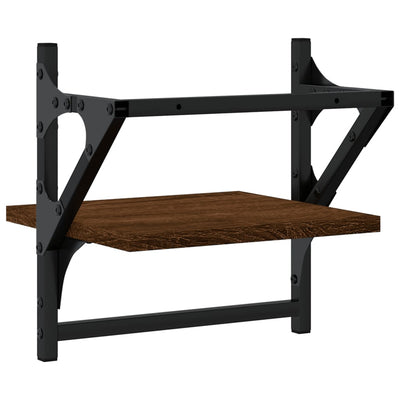 Seinähyllyt tangoilla 2 kpl ruskea tammi 30x25x30 cm