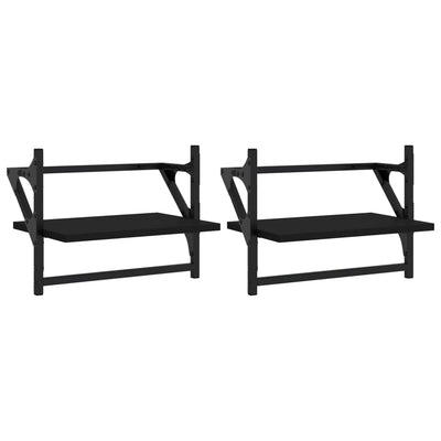 Seinähyllyt tangoilla 2 kpl musta 40x25x30 cm