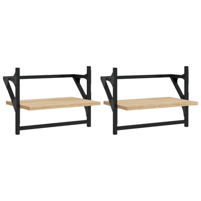 Seinähyllyt tangoilla 2 kpl Sonoma-tammi 40x25x30 cm